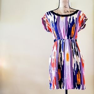 Colorful mixed print dress with POCKETS!